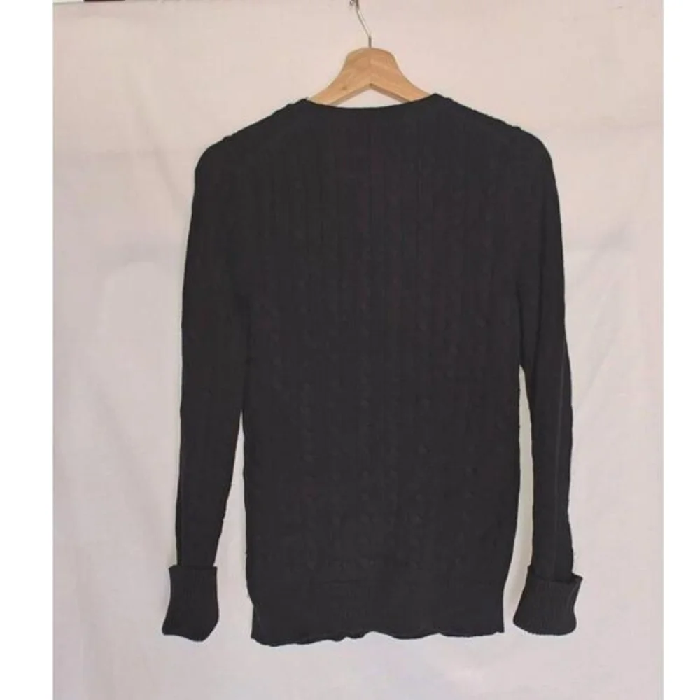 GAP Sweater Cable Knit Black‎  Long Sleeve Crew Neck Cozy Large L Angora Blend